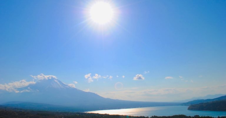 富士山と太陽の絶景画像